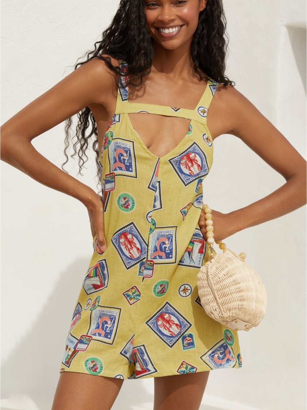 Anthropologie Celandine Linen Blend Scarf Romper